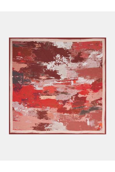 Kayra Abstract Pattern Scarf Coral