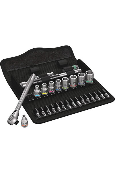wera Zyklop 8100 SA 11 1/4 28 piese - Set de chei cu clichet metalice