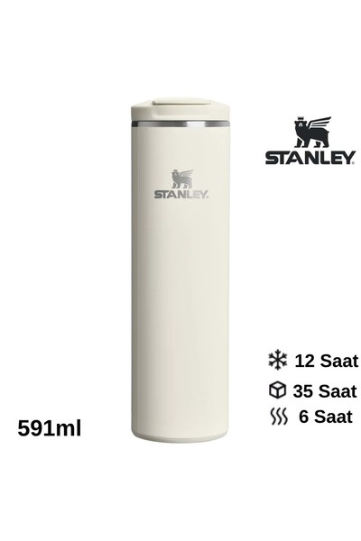 Stanley كوب ترانزيت فليب توب سعة 0.59 لتر، كوب ترمس، قارورة ماء، لون بيج
