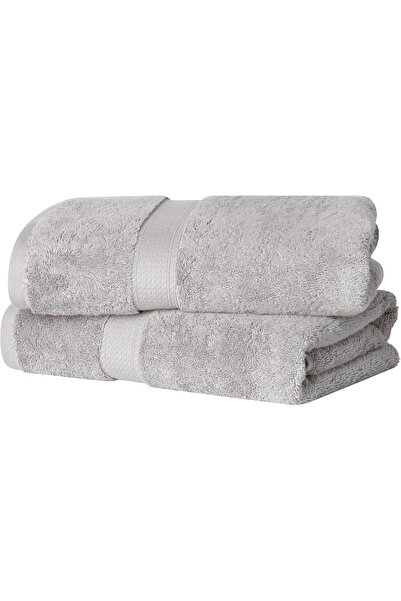 Superior Egyptian Cotton Plain Bath Towel Set, 76.2 cm x 139.7, Silver, 2 Pieces