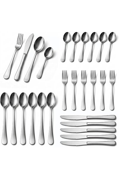 Generic SKY-TOUCH 24-Pieces Silverware Set, Stainless Steel Flatware Tablewar...
