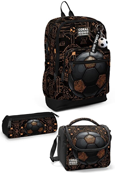 Coral High Kids Football Patterned 3-Piece School Bag Set Set0133217