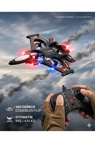 mavi su dünyası Uzaktan Kumandalı Uçak Dron Thunder Combat Kırmızı | 2.4Ghz 3...