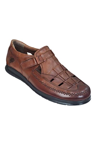HON'S Genuine Leather Men's Sandals Shoes Heel Gel Orthopedic Insoles