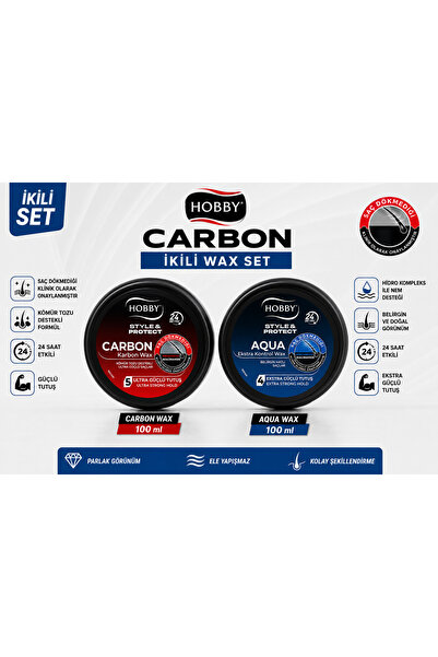 Hobby Carbon & Aqua Wax Set Belirgin Hatlı Saçlar
