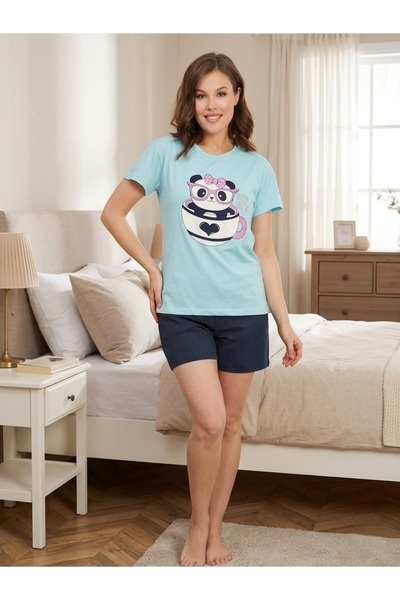 Uzunlar Tekstil Genç Gurup Süprem Kumaş Kısa Kol Şort Yazlık Pijama Takımı