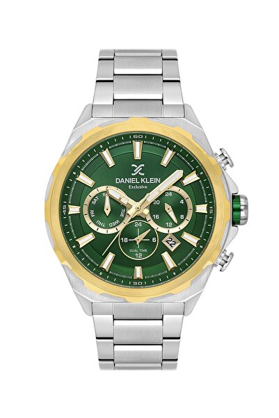 Daniel Klein Men's Wristwatch with Green Dial Silver Color Inner Indicators A...