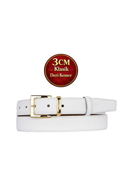 GoDeri Prava koža, kopča za odelo zlatne boje 3 cm, bela, prošiveni klasični ...