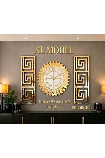 EYKA STORE XL Avangart Dekoratif Duvar Saati Gold Pleksi Aynalı Modern Duvar ...