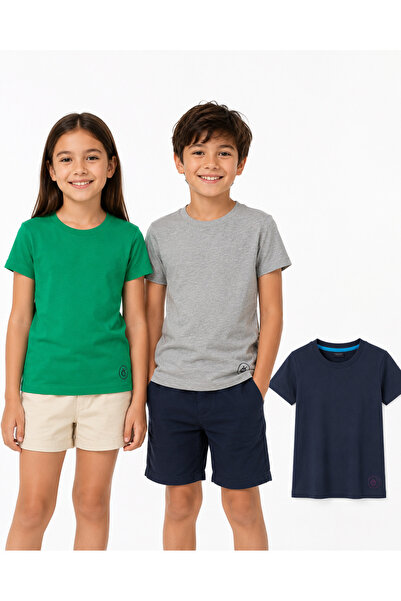 onymino 3-Piece Basic Kids T-Shirt Set Green Gray Navy Blue Unisex
