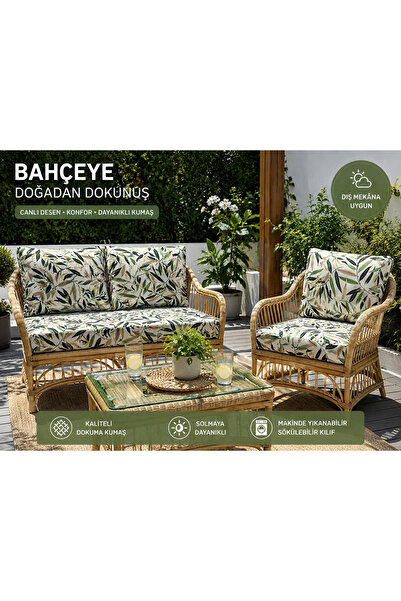 Selçuklu Tekstil 100x150 cm Premium Yaprak Desenli Dış Mekan Kumaşı – ,UV Day...
