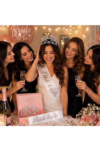 BKMC PARTY Bride To Be Taç ve Kuşak Seti Bekarlığa Veda Partisi Gelin Aksesuarı