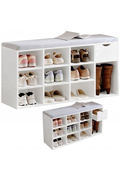 Muvu Pantofar cu scaun, bancă albă, hol, modern, 100 cm