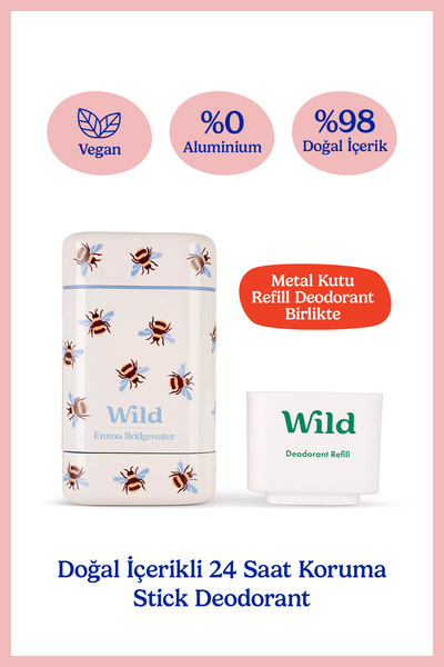 WILD %98 Natural Stick Deodorant Kutu + Refill Paketi - Honey Bee + Honey & C...