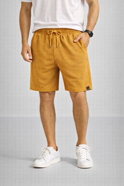 VELİZADE Men's Yellow Elastic Waist Regular Fit Full Fit Lycra Wide Leg Comfo...
