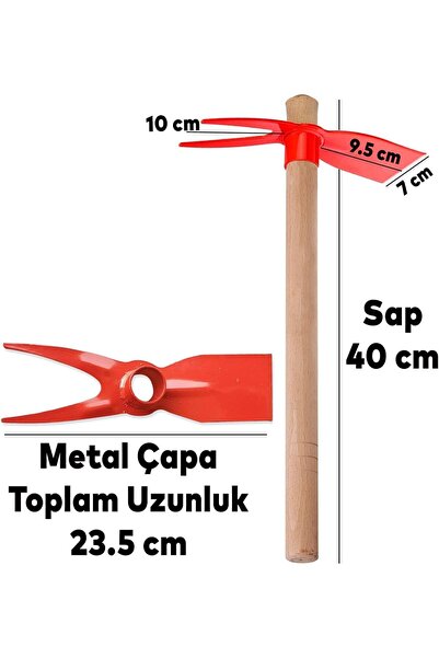 Aseliz Store 40 cm Çift Taraflı Çapa Ahşap Saplı Bahçe Çapası, Bahçe Çapalama Aleti, Toprak Havalandırma ve Ot Temizleme Çapası, Bahçe El Aleti