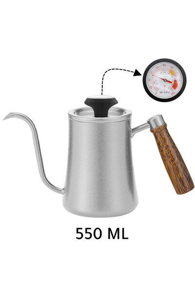 MIBRU Coffee drip pot 550ml thermometer lid silver