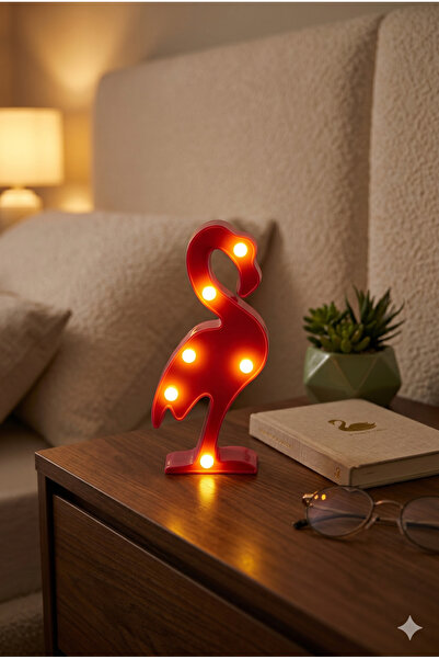 Homerest Flamingo Led Işıklı Gece Lambası Pilli Masa Üstü Dekoratif Aydınlatm...
