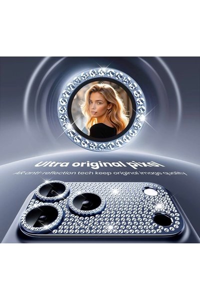 MEKTEK iPhone 17 Pro Max Compatible Full Stone-Coated Ar and Af Feature Camera Glass / Lens Protective Glass