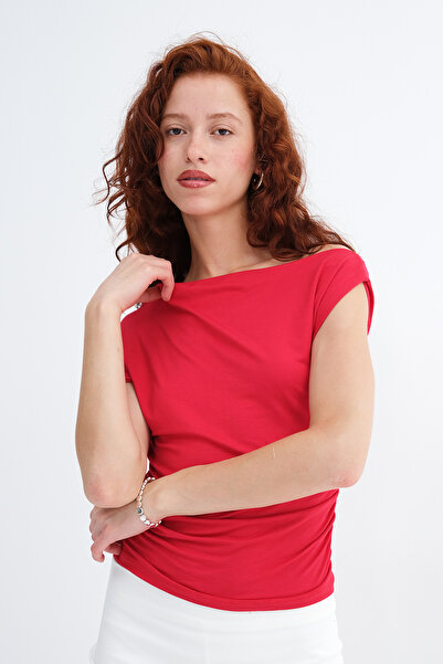 Addax Kayık Yaka Ruched Bluz P0750