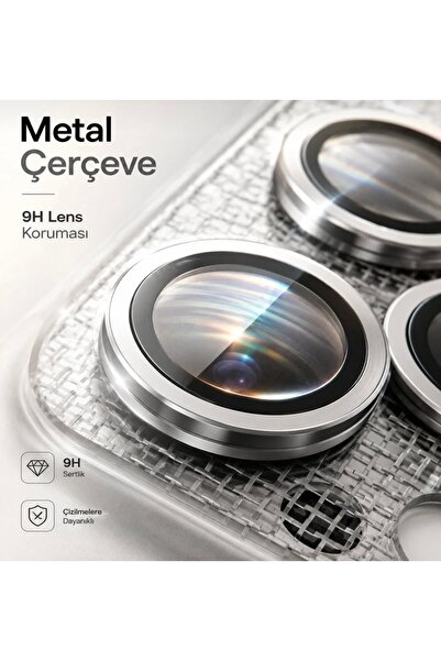 MEKTEK iPhone 17 Pro Compatible Metal Framed Camera Glass / Lens Protective Glass with Ar and Af Features