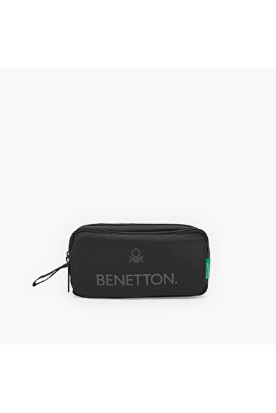 United Colors of Benetton حقيبة أقلام مطبوعة بالشعار مع قسمين