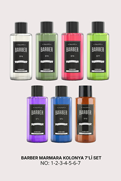 Barber Marmara Kolonya 7'li Set Pet şişe 400 ML NO: 1-2-3-4-5-6-7