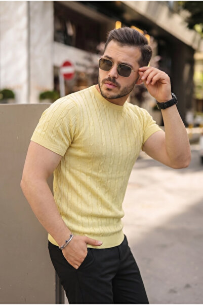 Generic Brand Men's Knitted Pattern Crew Neck Knitwear T-Shirt - 100% Cotton ...