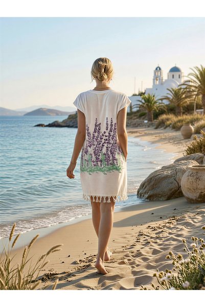 Dokubba Peshtemal Beach Dress and Poncho Summer Thin Woven - Printed