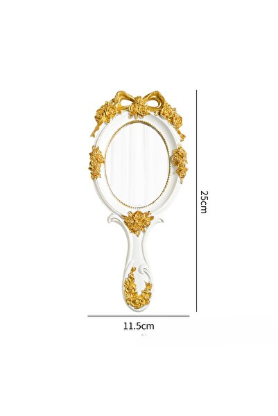 Choice 11.5x25cm Mirror White Vintage Handheld Mirror Vanity Makeup Compact T...