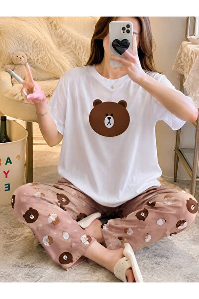 PEMBİŞ HOMEWEAR Zezeyle Brownbear Short Sleeve Pajama Set