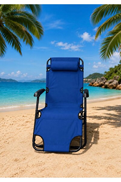 CEZVE HOME Katlanabilir Şezlong Plaj Sandalyesi Yastıklı Ergonomik Bahçe Kamp...