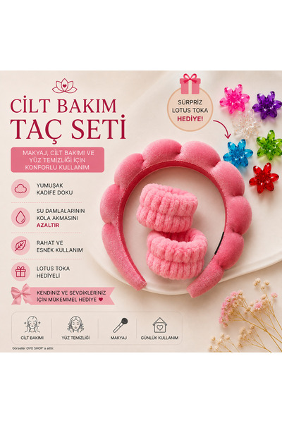 OVO SHOP Spa Makyaj Tacı ve Yüz Yıkama Bileklik Makyaj Cilt Bakım Seti Lotus ...