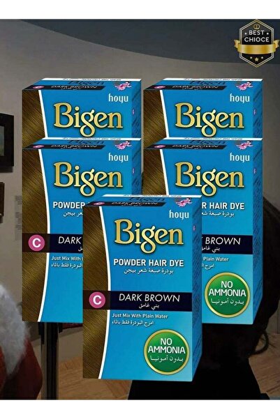 BİGEN 5 Pieces Dark Brown Hair Dye Powder with Regular Water Without Ammonia ...