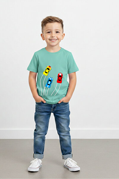 Windy Island Boy's "Cars" Printed 100% Cotton Crew Neck Short Sleeve T-Shirt