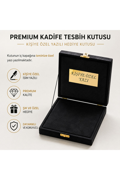 ASL Premium Kadife Tesbih Kutusu | Kişiye Özel Yazılı Hediye Kutusu | İsim Ya...
