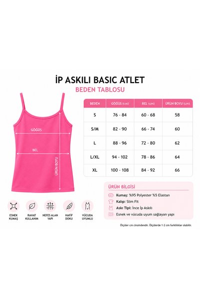 Yalçınoğlu Women's Viscose Strap Tank Top Soft Textured Lightweight Fabric Basic Daily Use Comfortable Fit Breathable Fabric