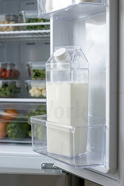 Adda Works 500 ML Milk Carton Bottle Şeffaf Süt Kutusu Şişe Iced Coffee Matcha Smoothie ve Soğuk İçecek Şişesi / 1 Adet