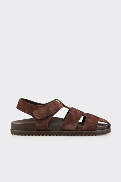 Elle Shoes Kahve Deri Erkek Sandalet