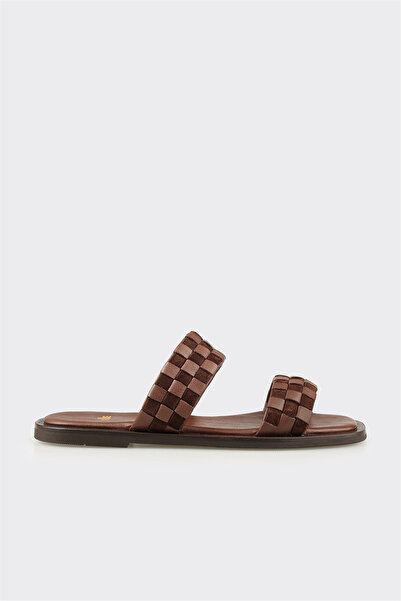 Elle Shoes Kahve Deri Kadın Terlik