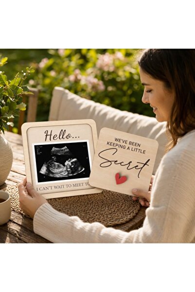 Generic 1 Wooden Ultrasound Announcement Frame Pregnancy Reveal Nursery Decor...