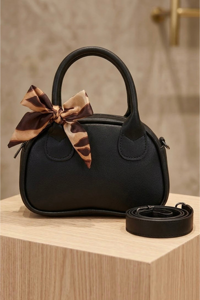 TOFİSA Дамска черна разкроена мини чанта - 28552-BLACK