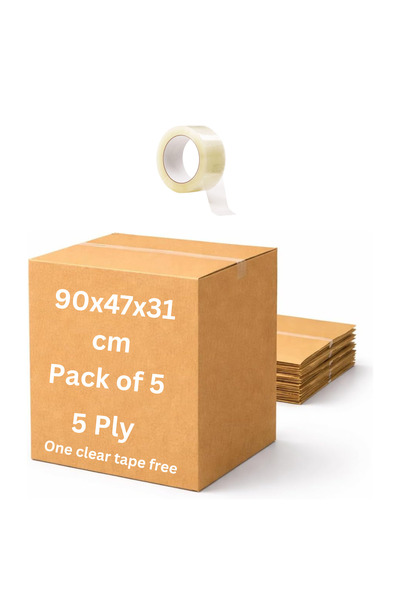 AMSUA Cardboard Moving Boxes Pack of 5 | 90x47x31 cm Large Corrugated Carton ...