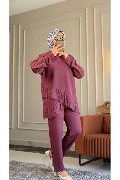 Suede Style 6527 - طقم نسائي كاجوال أنيق ومريح بتصميم متقاطع من قماش فورتكس