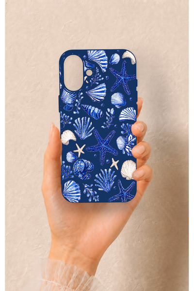 Vip Case iPhone 16 Plus Uyumlu Deniz Kabuğu Desenli Silikon Kılıf
