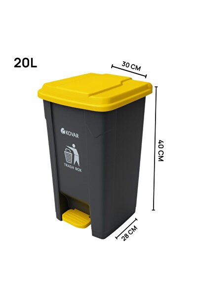 festive 20L Pedal Dustbin – Elegant Design, Durable Wear-Resistant Material Black/yellow