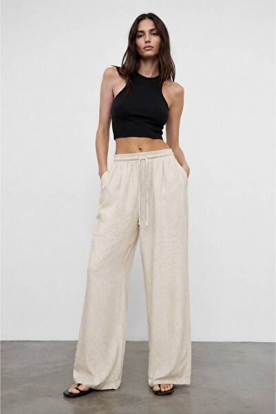 Green'DAL Linen Blended Loose Cut Trousers