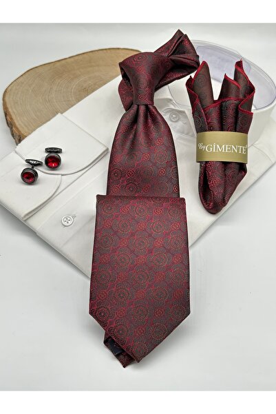 Gutiero Classic Tie with Red Patterned Handkerchief