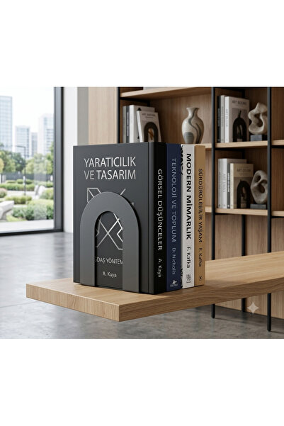LUNOART Decorative Metal Book Holder Set of 2 – Bookshelf Organizer Accessory...