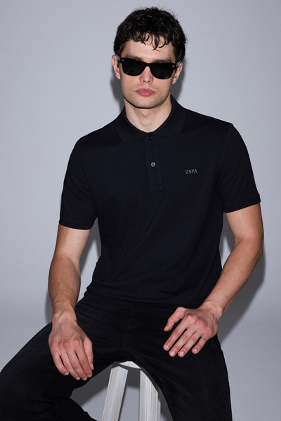 U.S. Polo Assn. Men's Black Regular Fit Polo Collar Basic T-Shirt 50326963-Vr046
